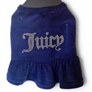 Navy Juicy Couture dog sweater with ruffle hem; size M/L dog